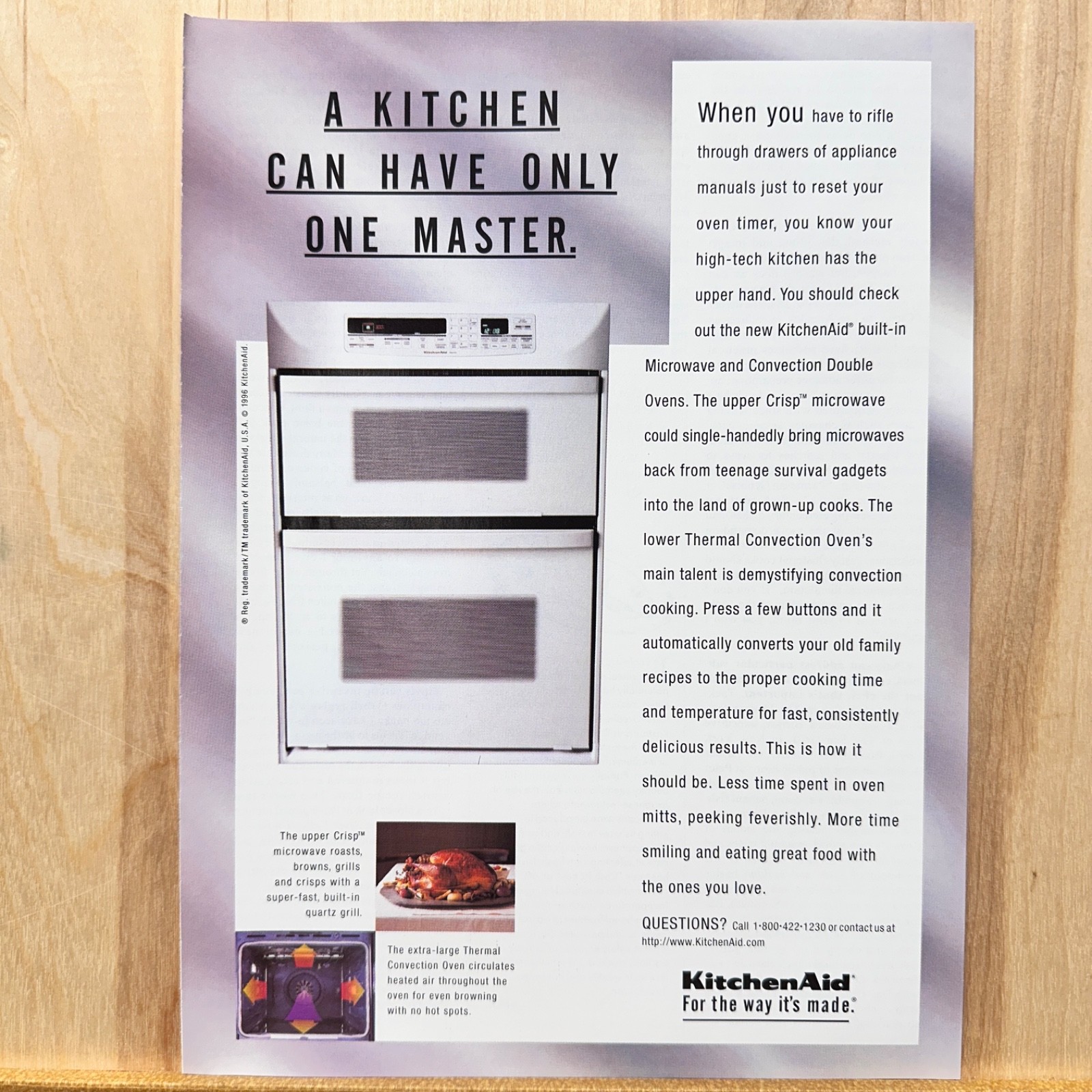 1996 Kitchen Aid Appliances Convection Oven Vintage Print Ad Advert Art