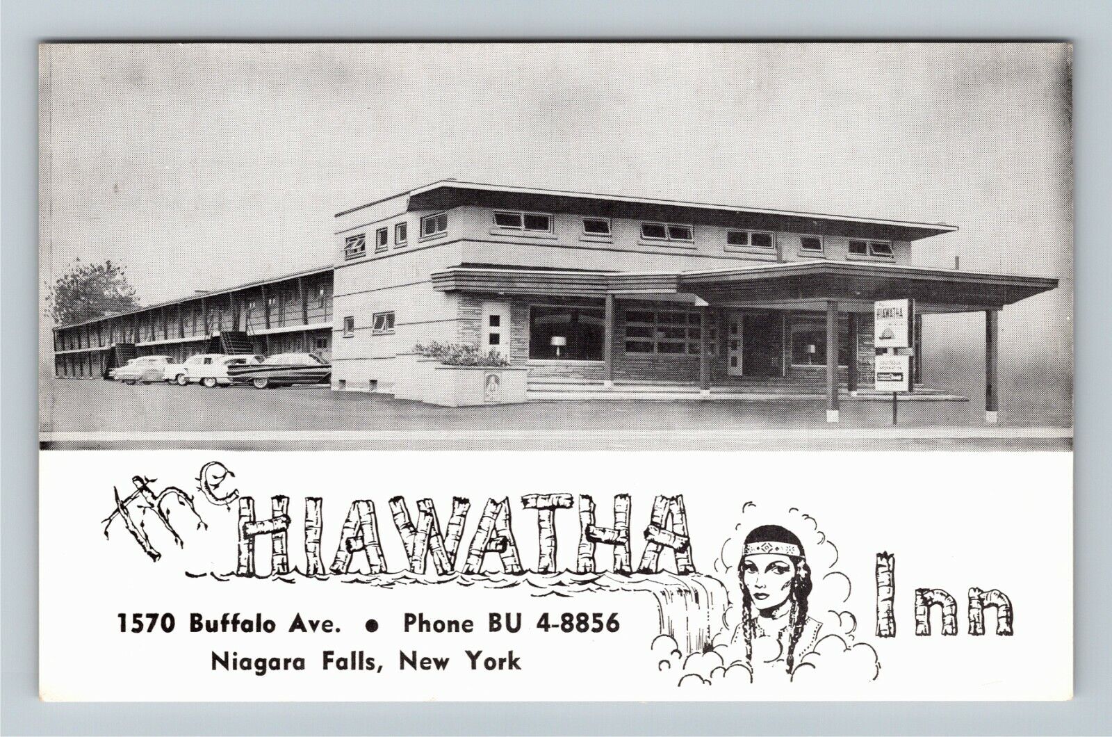 Niagara Falls NY-New York The Hiawatha Inn Motel Advertising 1950 Old Postcard
