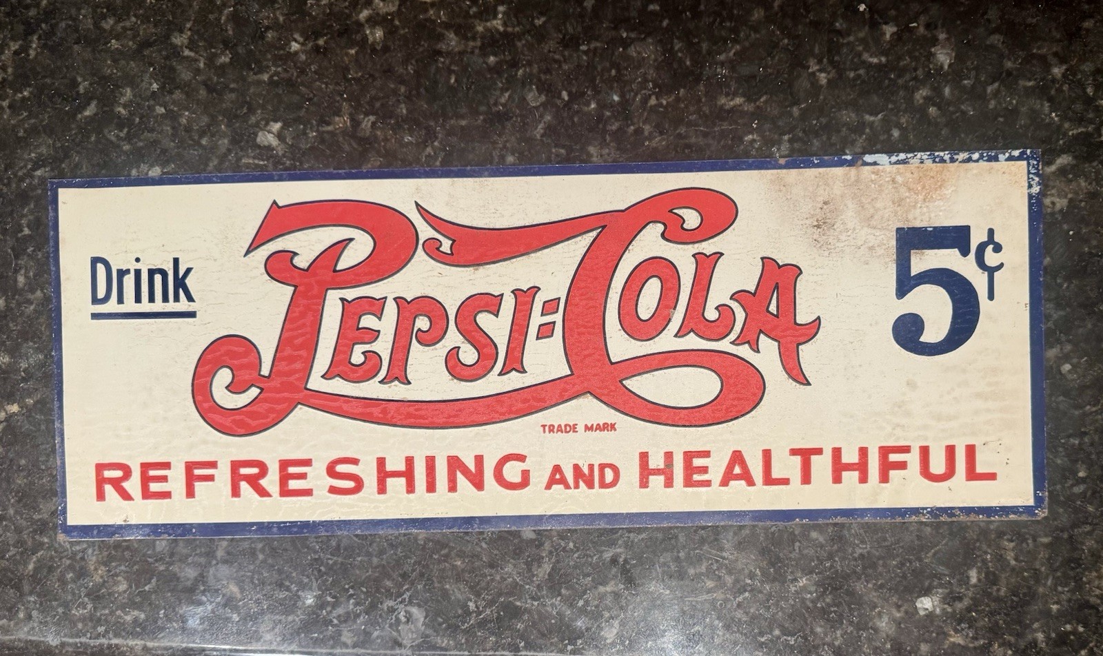 Vintage Double Dot Pepsi Cola Tin Tacker Sign 1930 Drink Pepsi 5¢ Refreshing Vintage Double Dot Pepsi Cola Tin Tacker Sign 1930 Drink Pepsi 5¢ Refreshing