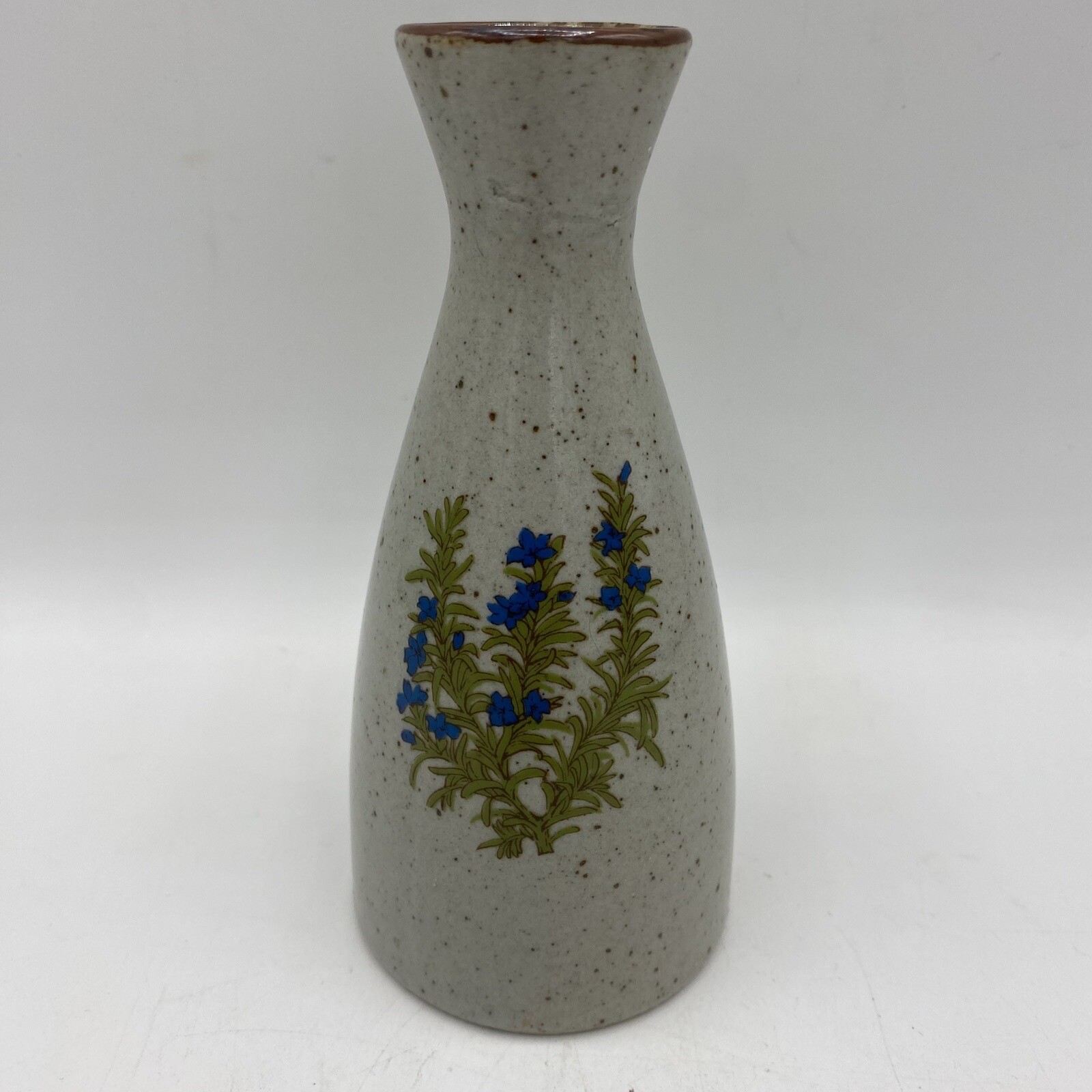 Takahashi Bud Vase Gray with Blue Floral 5 1/4\