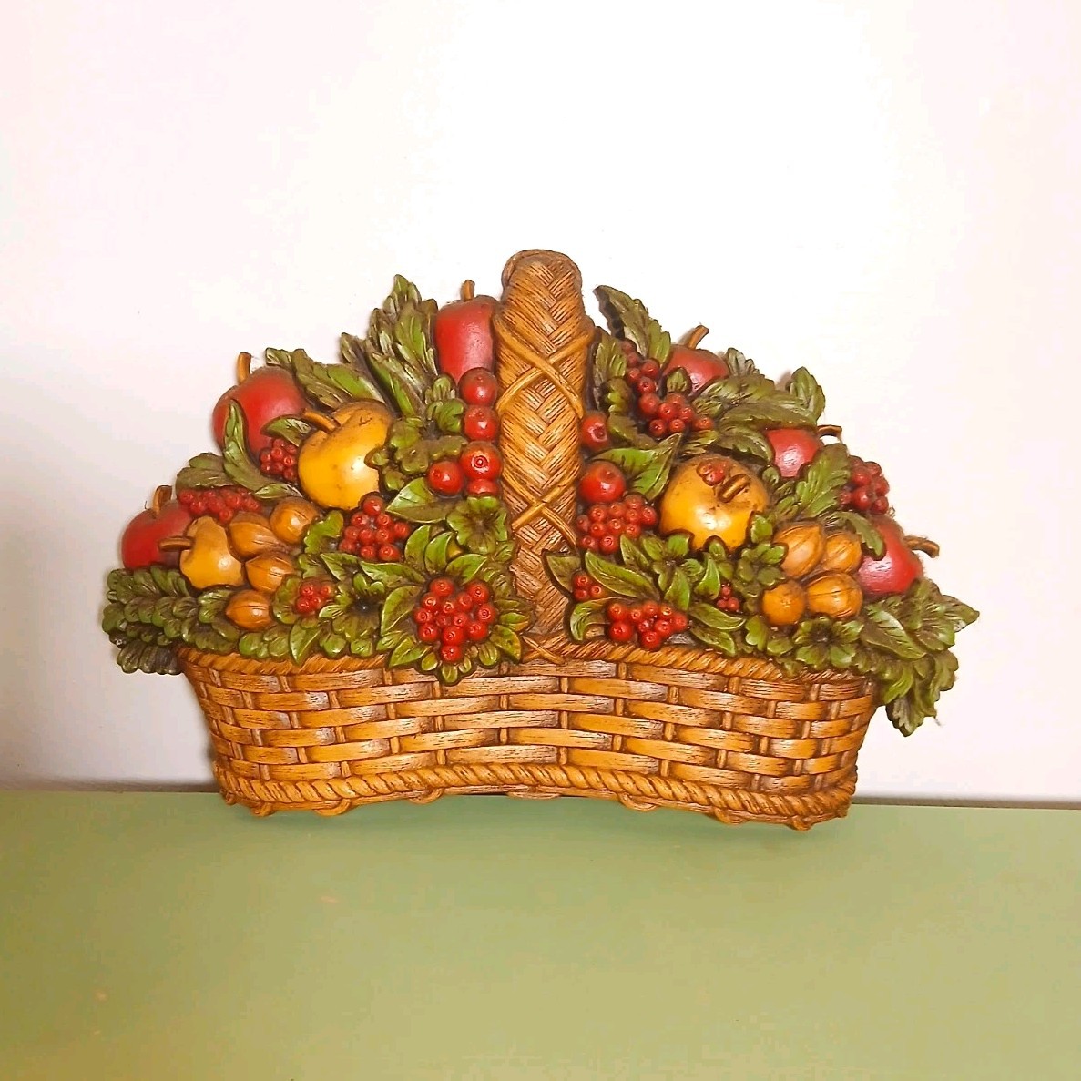 VINTAGE MCM Homeco Wall Hanging Fruit Basket Wall Plaque Wall Decor Farm Folk VINTAGE MCM Homeco Wall Hanging Fruit Basket Wall Plaque Wall Decor Farm Folk
