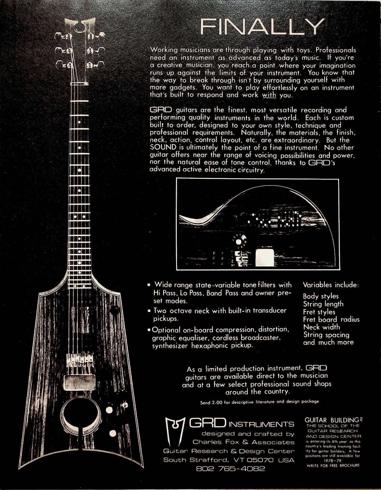 1978 South Strafford Vermont GRD Guitars Charles Fox - Vintage Advertisement 1978 South Strafford Vermont GRD Guitars Charles Fox - Vintage Advertisement