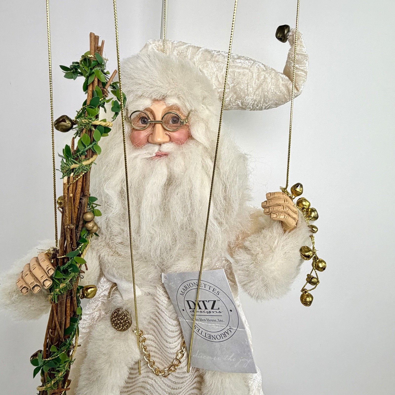 VTG 18 Inch DITZ DESIGN Marionette Santa Claus Christmas Holiday Woodland