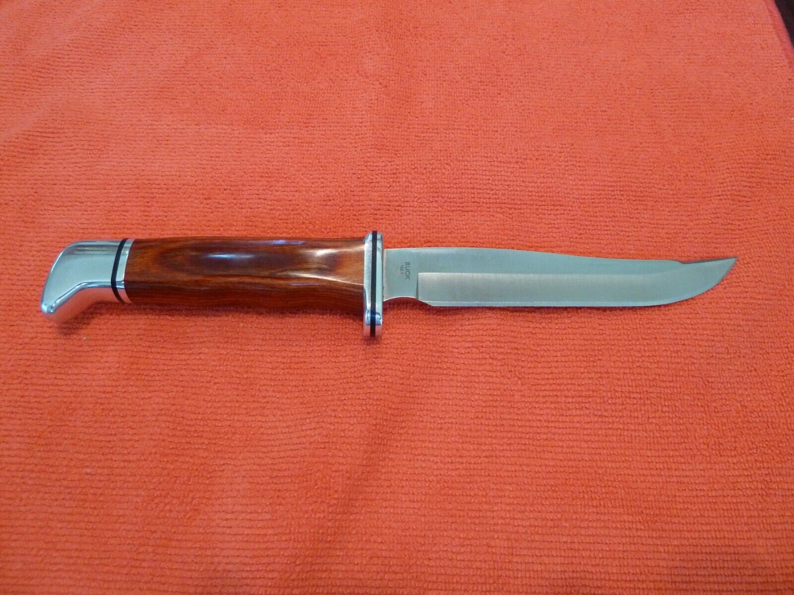 Buck 105 knife BOS D2 Rosewood handle handmade leather sheath