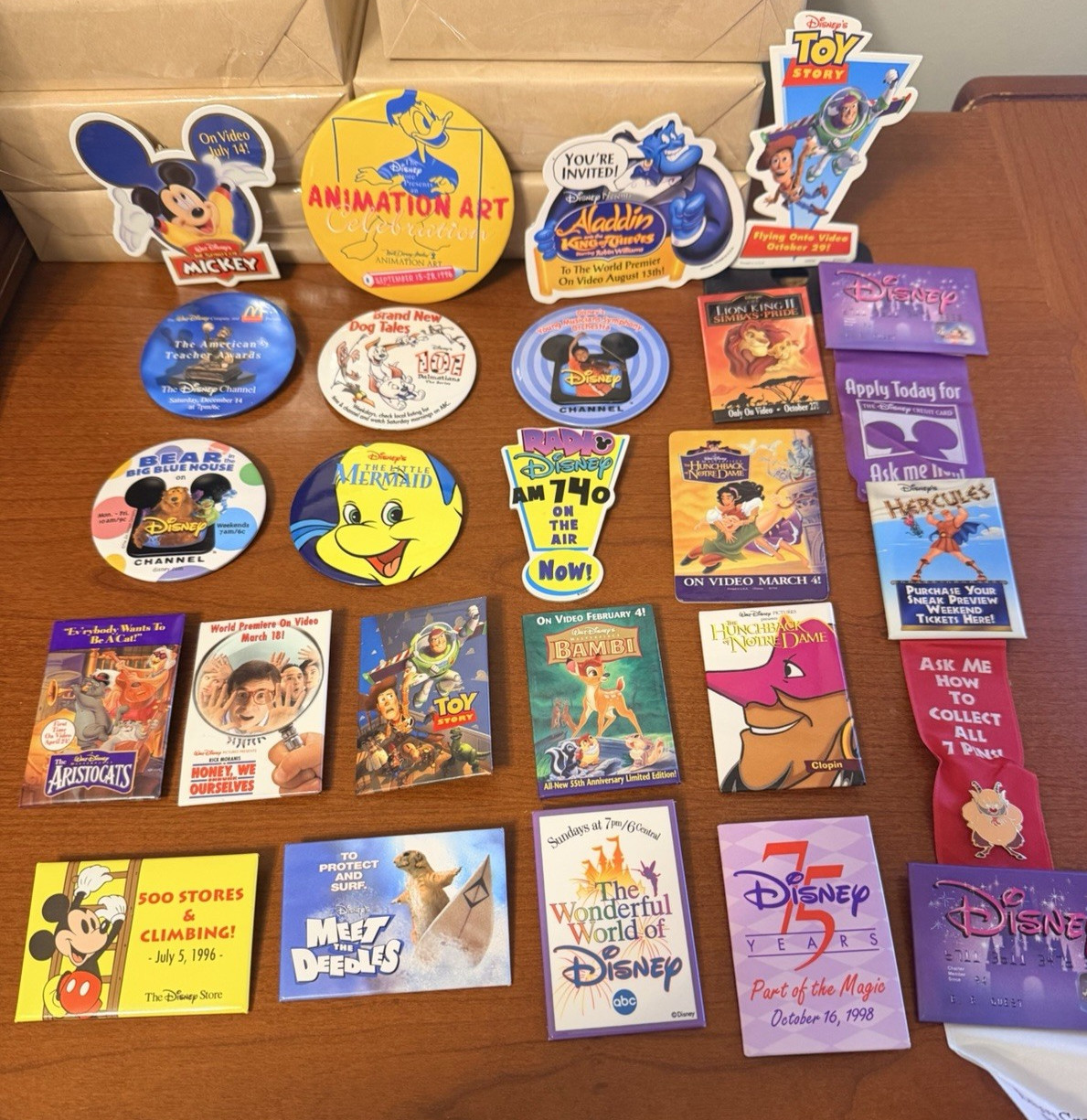 Vtg 90\'s Disney Movie Promo Pinback Buttons  Pins DVD VHS Advertising Lot of 24