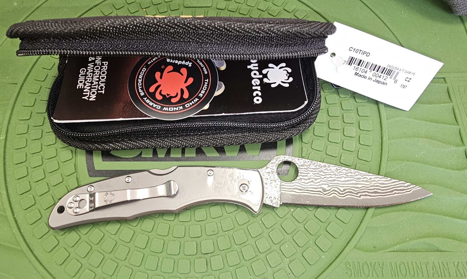 Spyderco Endura 4 Lockback Knife Titanium Damascus C10TIPD Genuine Damascus