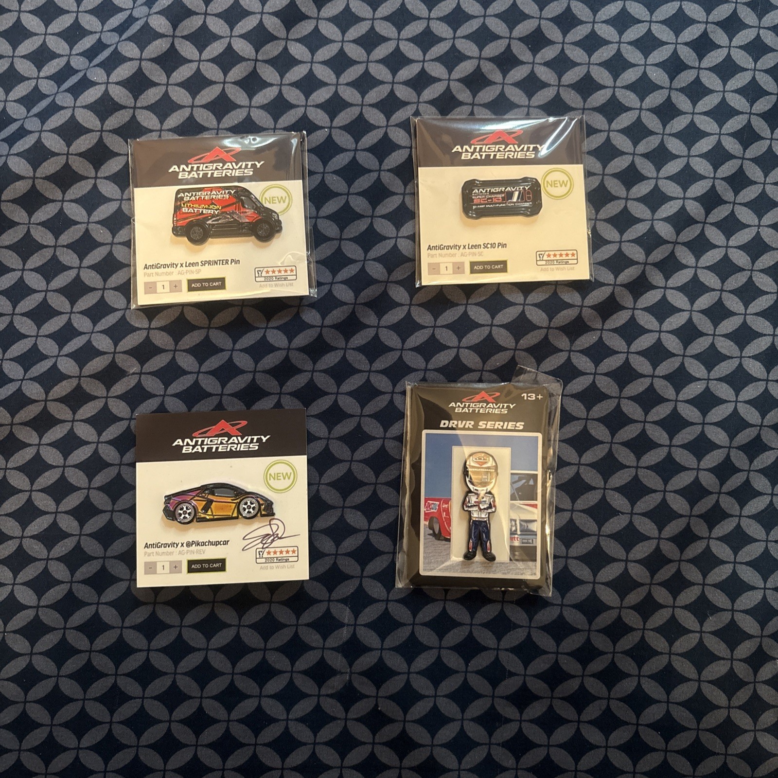 2025 LEEN CUSTOMS x ANTIGRAVITY BATTERIES SEMA Show Enamel Pin Set Of 4