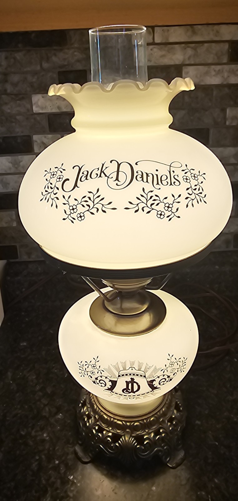 Vintage Jack Daniel’s Milk Glass Style Electric Lamp 1970s Rare Whiskey Decor