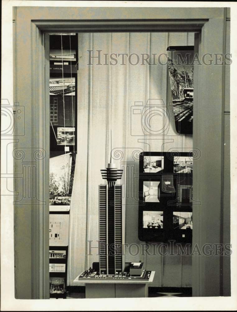 1962 Press Photo Building model in architect\'s study, Charlotte, North Carolina