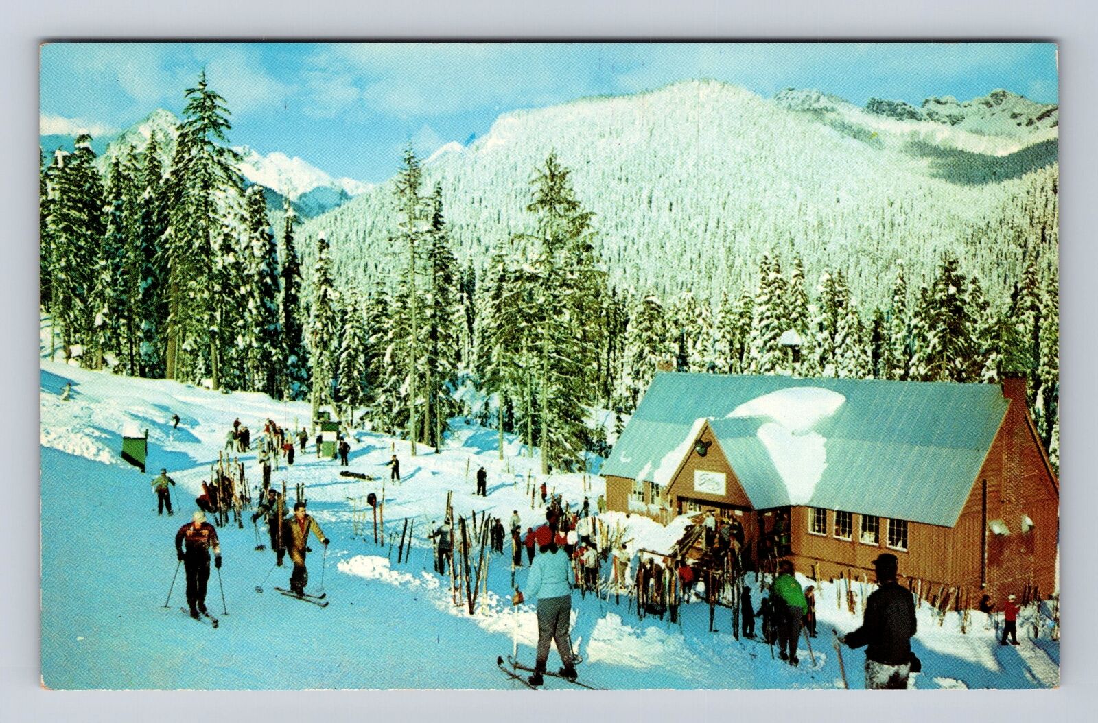 Snoqualmie Pass WA-Washington, Ski Acres, Vintage Souvenir Postcard