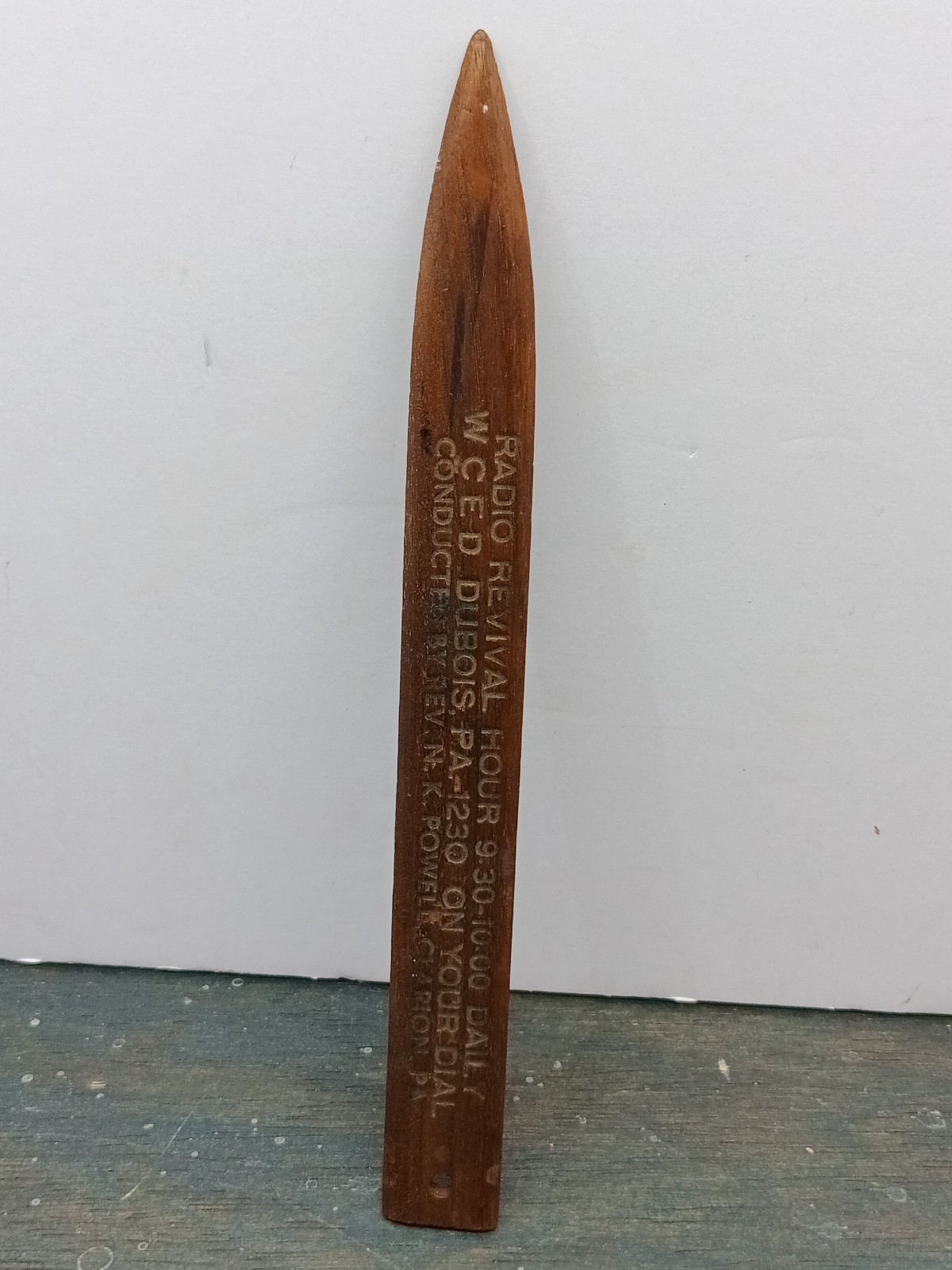 Vintage 1940s/50s Wooden Letter Opener, WCED Radio Revival Hour Pennsylvania...