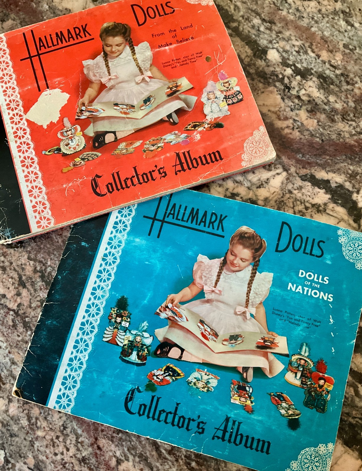 ANTIQUE 1947 HALLMARK COLLECTORS ALBUMS LAND OF MAKE BELIEVE & DOLLS OF NATIONS ANTIQUE 1947 HALLMARK COLLECTORS ALBUMS LAND OF MAKE BELIEVE & DOLLS OF NATIONS