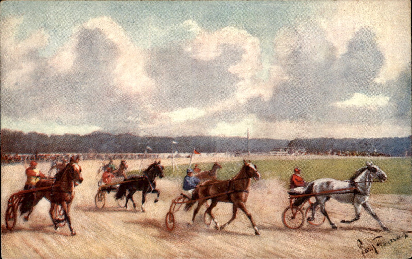 Harness horse race B. S. K. & J. G. H. M. & Co. c1900s-10s Vintage Postcard bhn