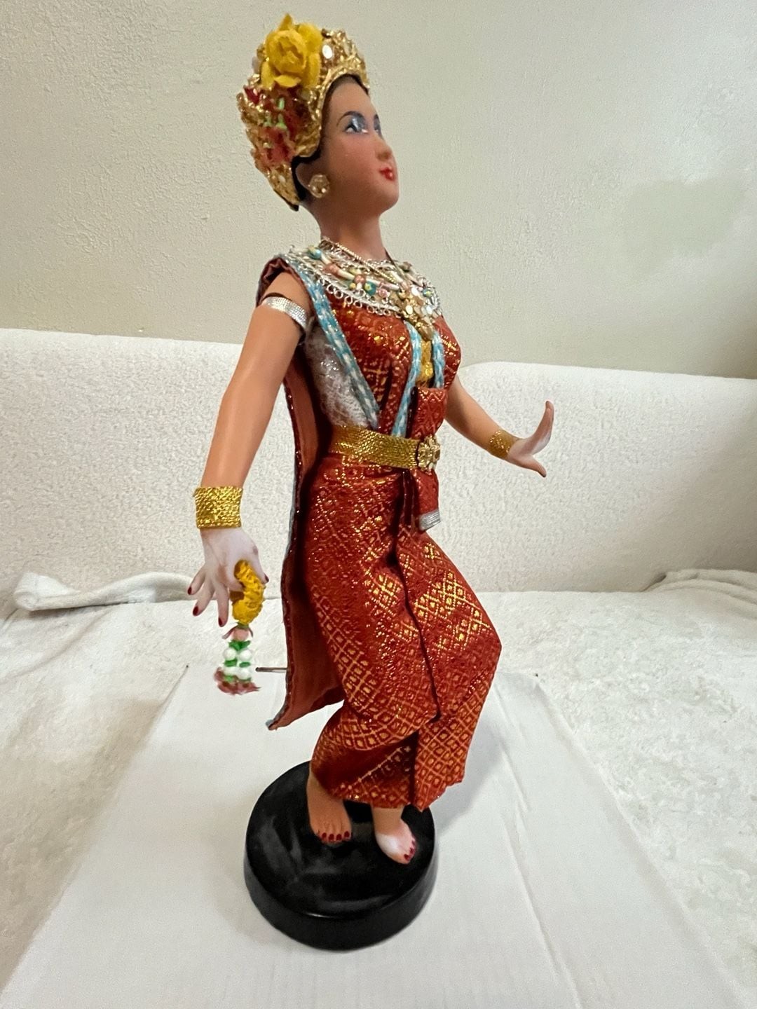 Vintage Thai Dancer Figurine 17 Inches Red Traditional Costume