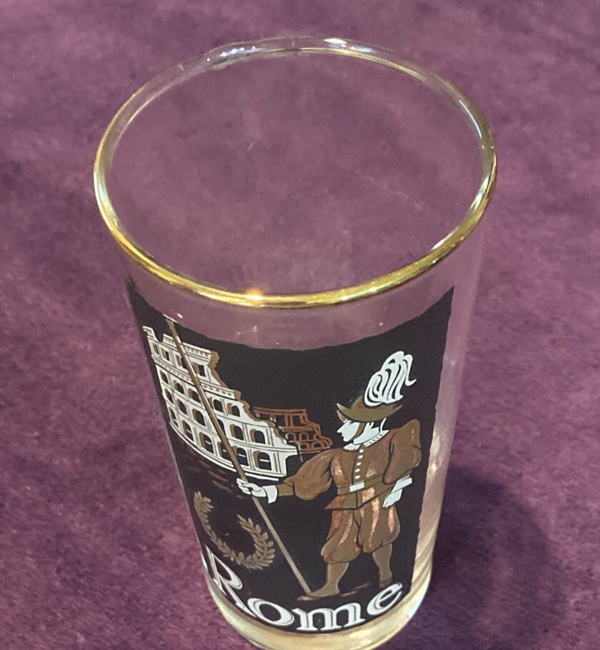 Vintage 12 Oz. Libbey Glass International Cities of the World Rome Gold Rim