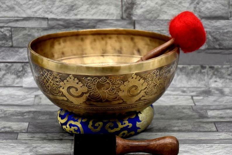12 inch Manda Carved Singing Bowls- Sound Therapy Bowls- Large Healing Bowls