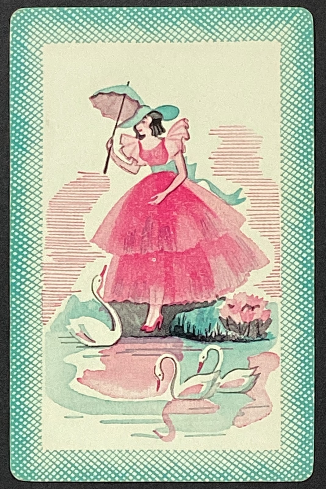 Pretty Lady Swans Vintage Single Swap Playing Card