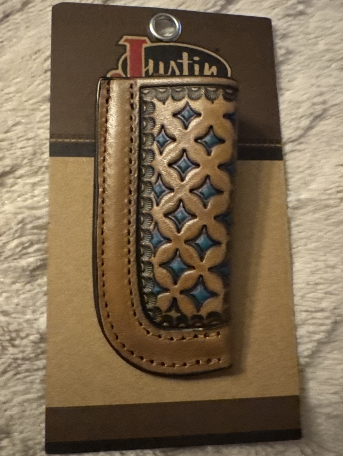 Justin Boots Justin Diamond Tooled Knife Sheath Genuine Leather 2172490K7 NWT