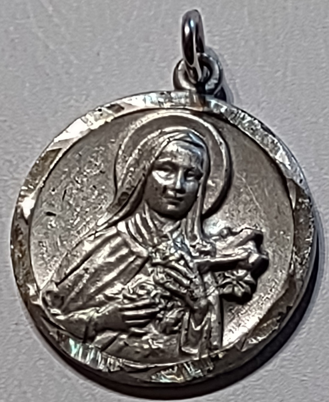 True Faith Jewelry Sterling Silver St Theresa Medal Patron Saint Pendant Necklac