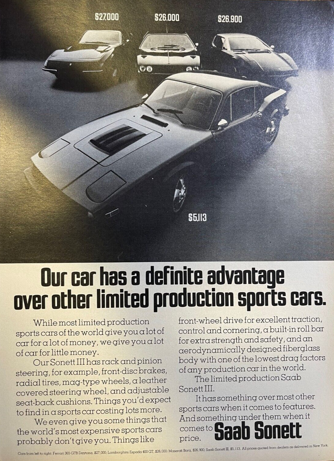 1974 Vintage Magazine Advertisement Saab Sonett ** Garage Art ** 1974 Vintage Magazine Advertisement Saab Sonett ** Garage Art **