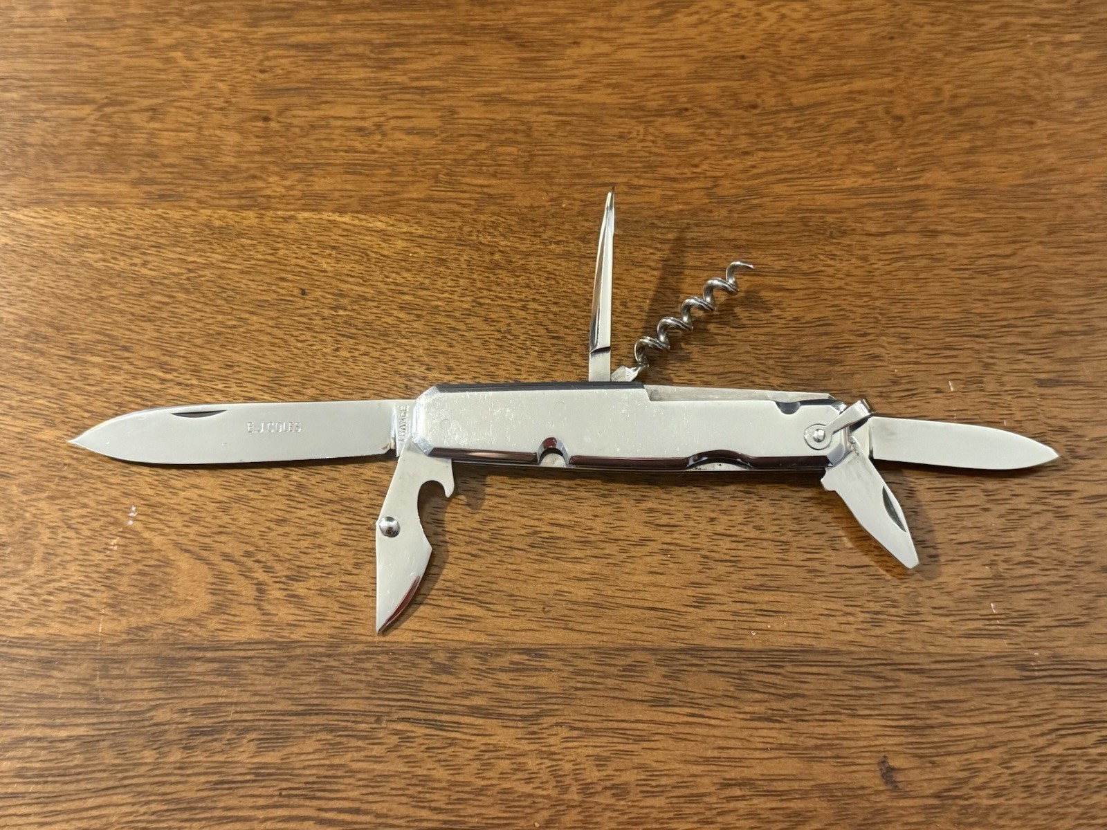 Vintage E.J. Coles INOX Stainless Steel Pocketknife w/ Leather Pouch
