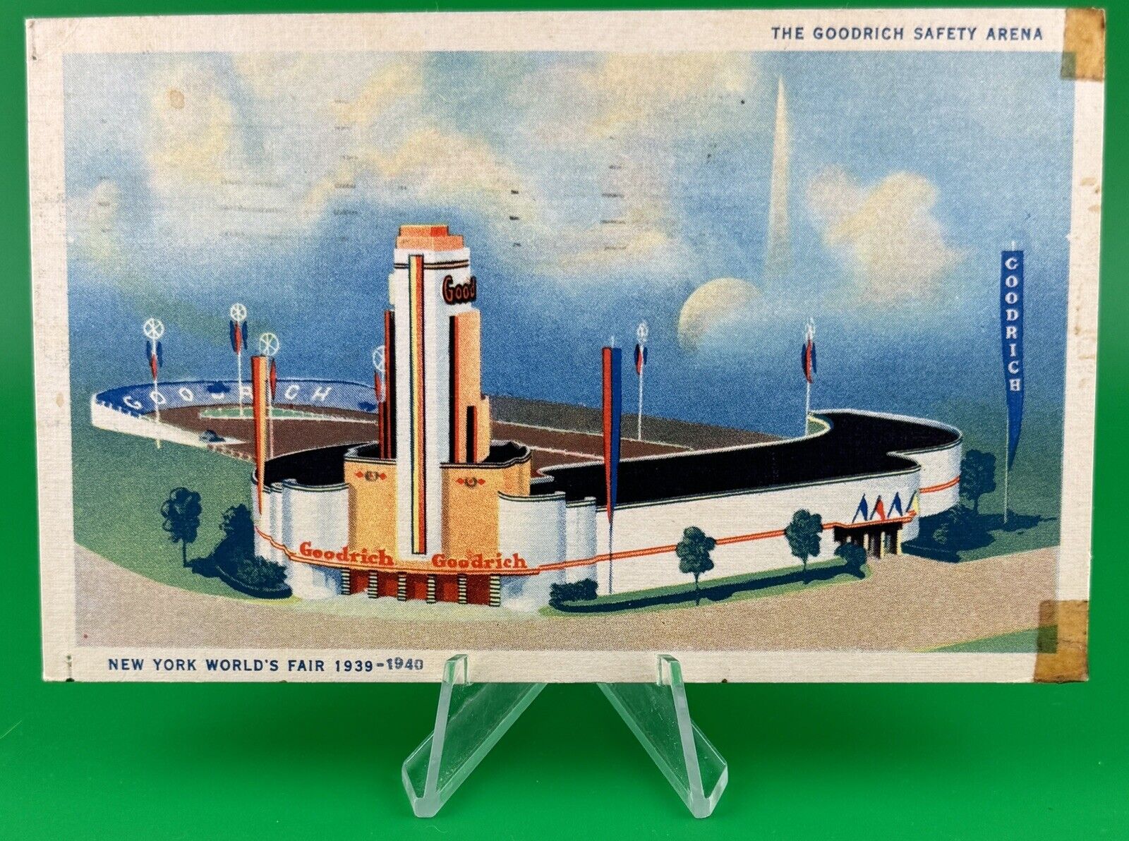Vintage Postcard 1939-1940 NY World’s Fair Goodrich Safety Area Postmarked 1940