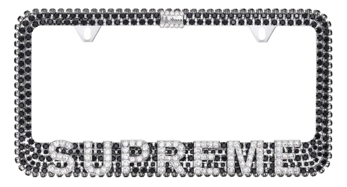 Supreme b.b. simon License Plate Frame - Black/Silver
