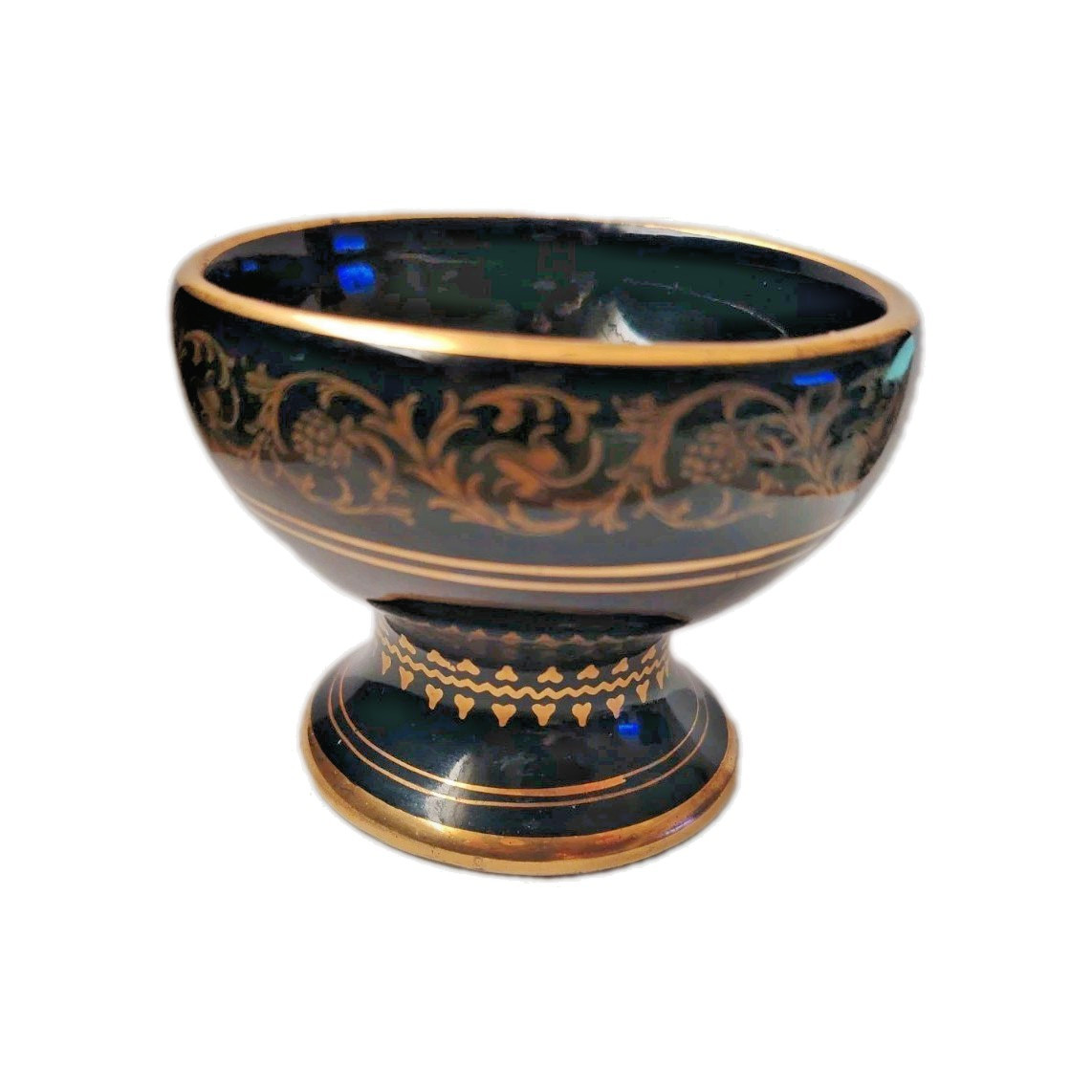 Neofitou Keramik Greece Hand Made 24K Gold Plated Ceramic Candle Holder 