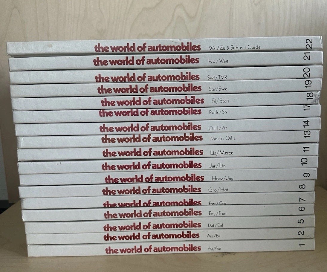The World of Automobiles Encyclopedia 17 Volumes HC Car Books Partial Set