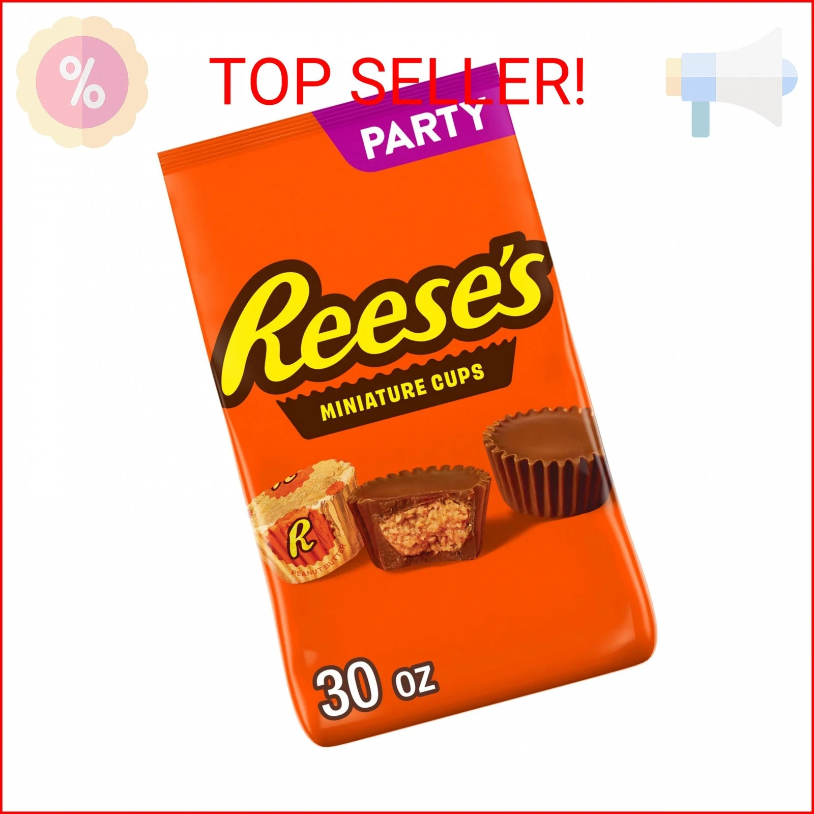 REESE'S Miniatures Milk Chocolate Peanut Butter Cups, Candy Party Pack, 30 oz REESE'S Miniatures Milk Chocolate Peanut Butter Cups, Candy Party Pack, 30 oz