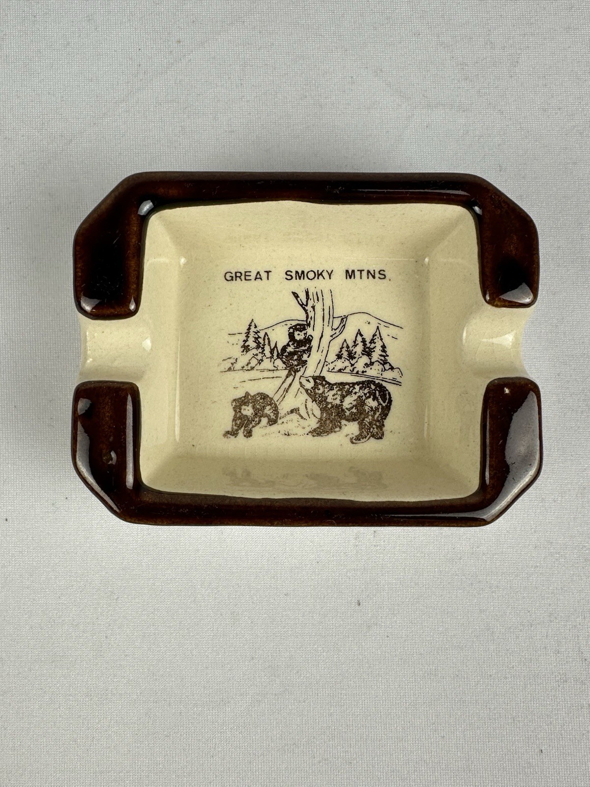 Vintage Great Smoky Mountains Ceramic Ash Tray RARE Design 