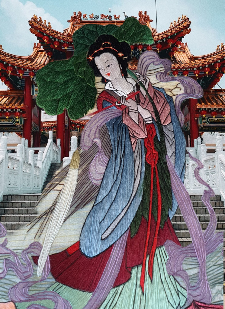 Chinese Handscroll Ba Xian (八仙) Eight Immortals Mythology Silk Art 59 in x 22 in