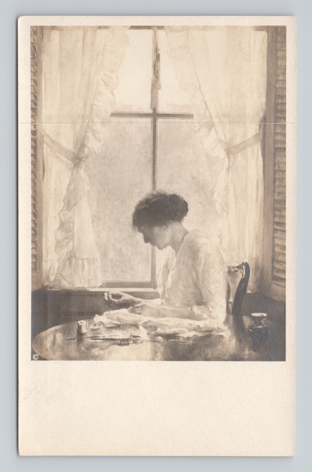 1927-40s RPPC Postcard The Seamstress Joseph DeCamp Corcoran Gallery Wash DC