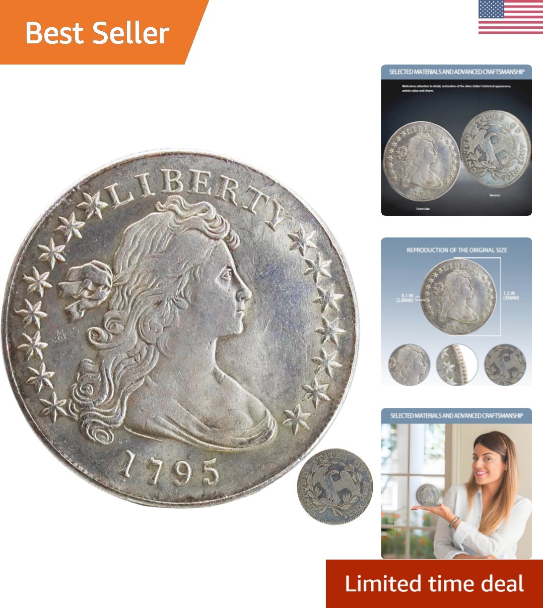 Exquisite 1795 Liberty Peace Coin Replica Set - Historical Collector\'s Treasure