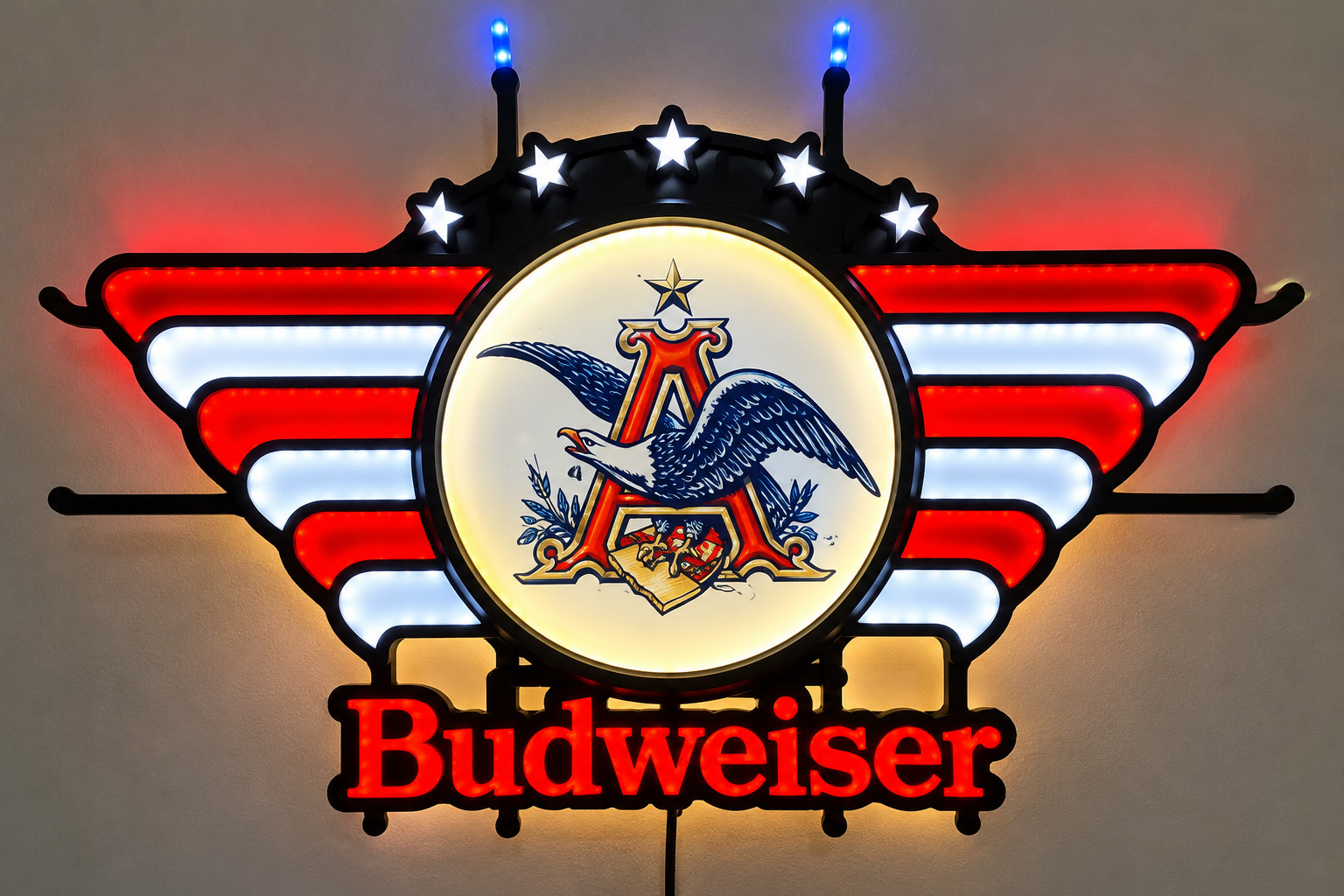 Budweiser Military LED Lighted Sign Patriotic Eagle Bar Man Cave NEW IN BOX