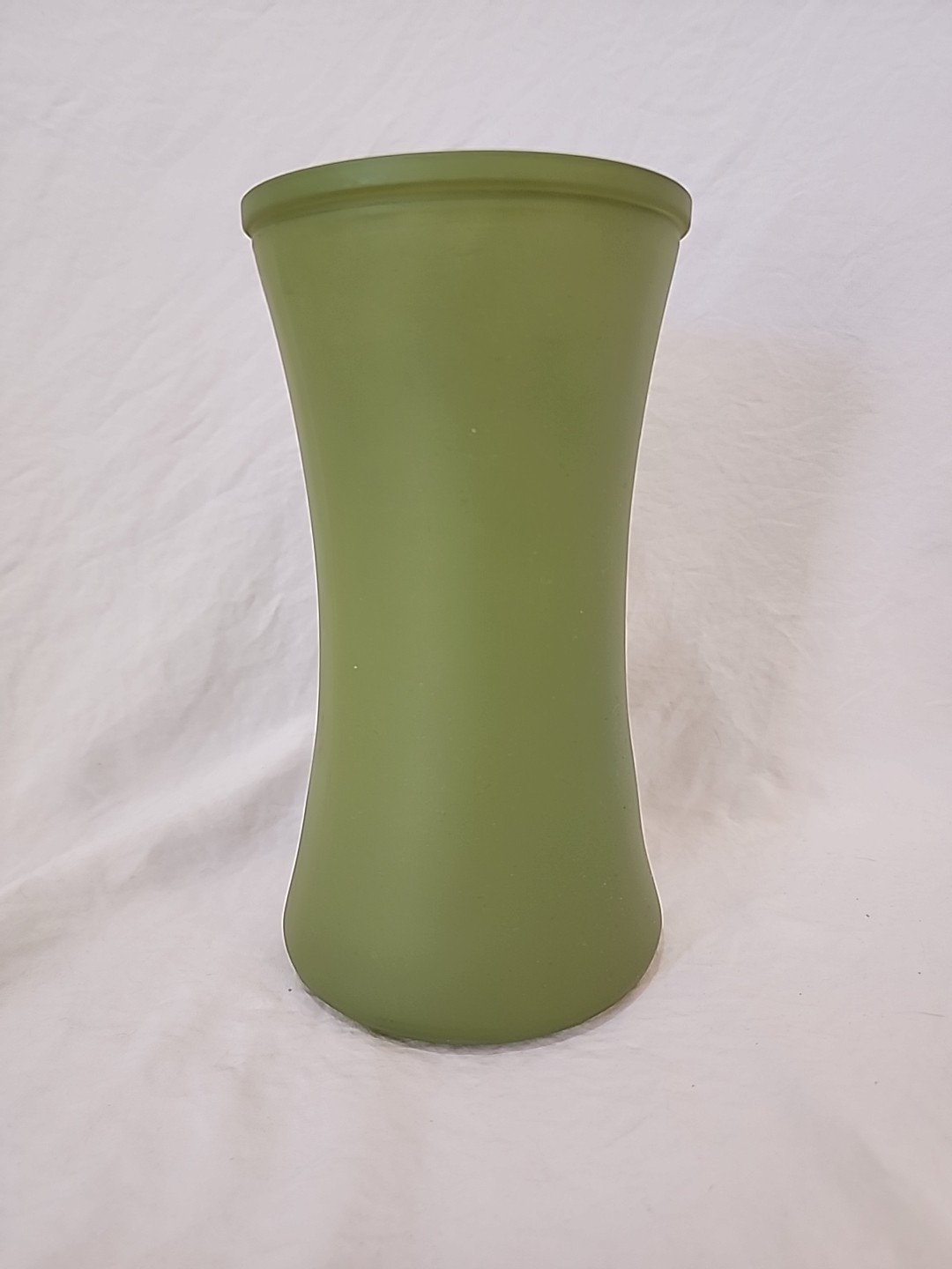Vintage Emerald Green Satin Glass Vase 8”