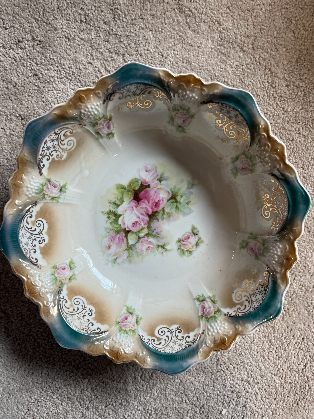 Bavaria Porcelain Rose Bowl 9.5\