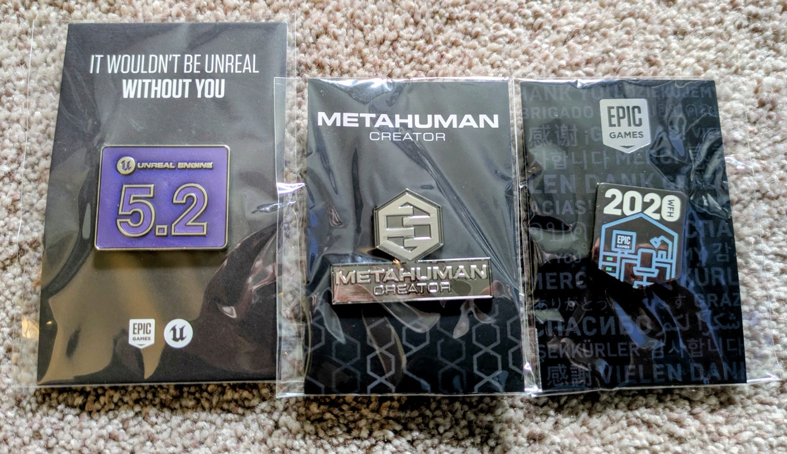 Epic Games Unreal and Staff Pin Set - Official Epic Games Employee Exlusive RARE