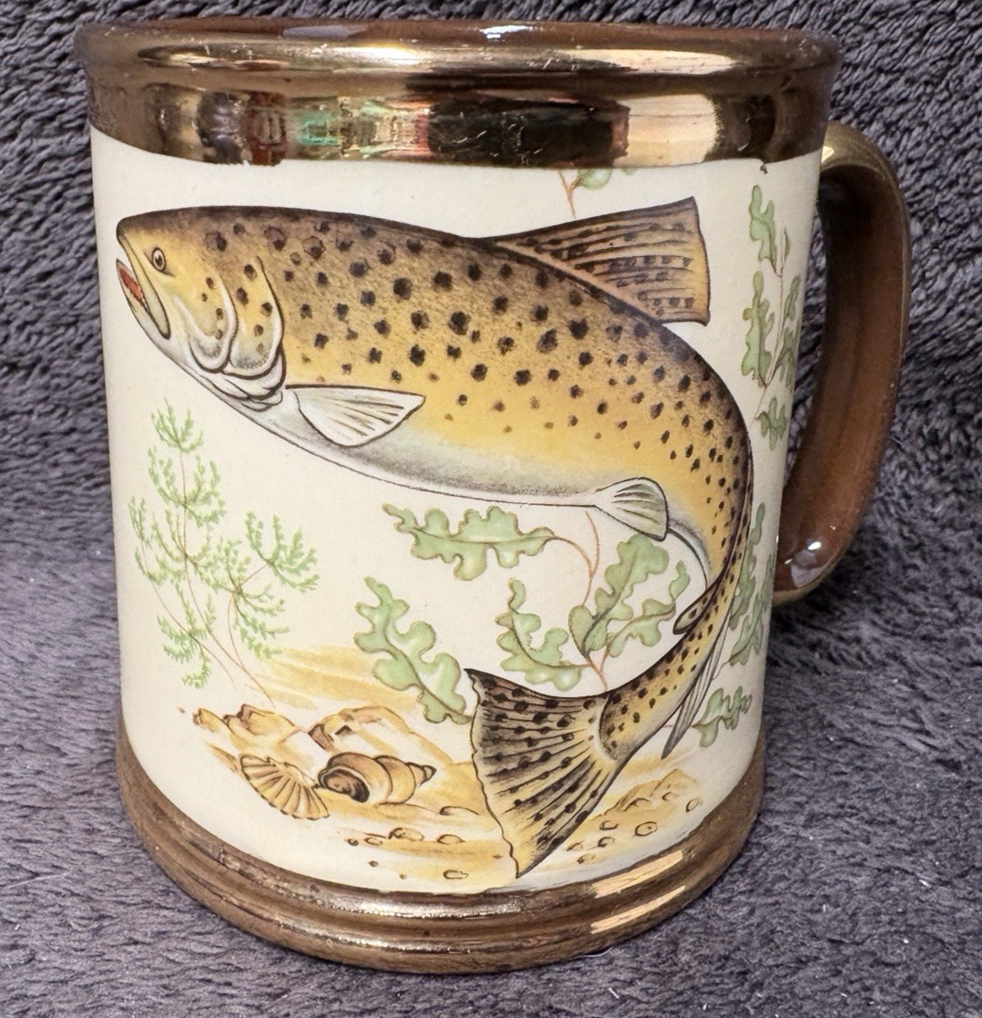Vintage Gibsons England Trout Mug – Gold Trim – Wildlife Art – Rare Collectable