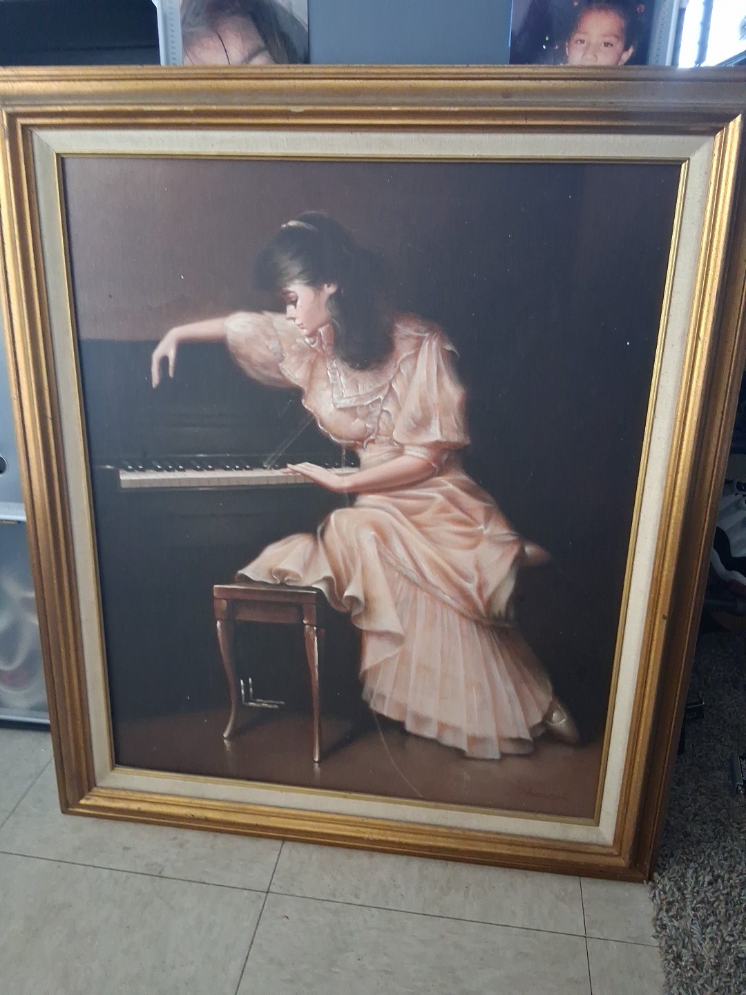 Vintage Original Oil On Canvas Woman At The Piano Signed David Paragol