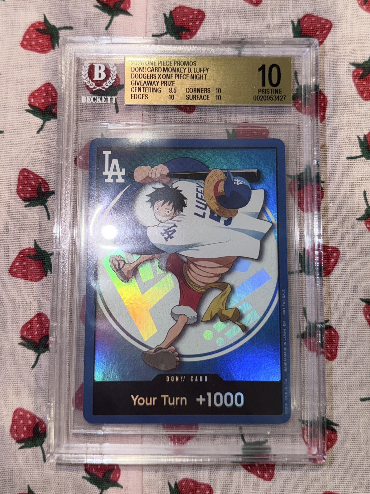 2026 One Piece Monkey D Luffy DON Dodgers X One Piece Night Promo BGS 10 Prist