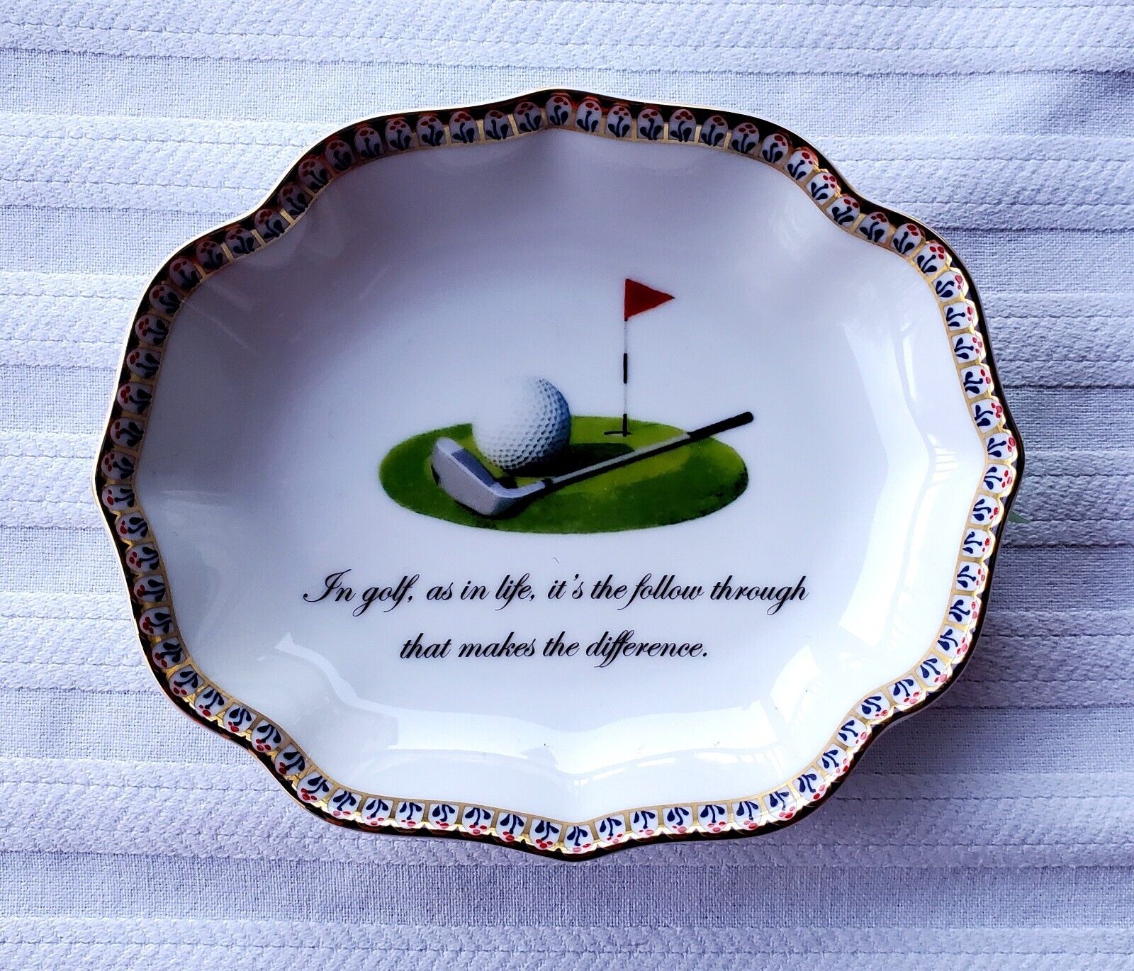 Mottahedeh Porcelain Golf Themed Pin Tray - NEW