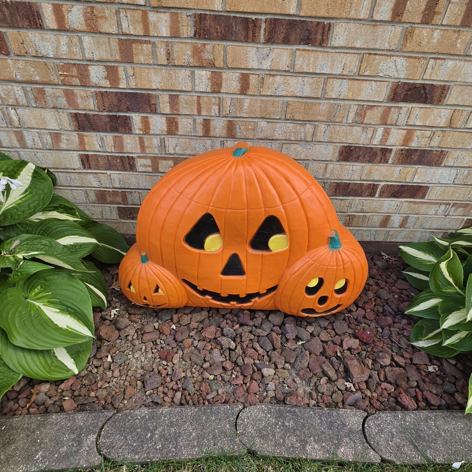 Vintage 1995 Don Featherstone Trio Pumpkin Halloween Blow Mold Lighted Decor