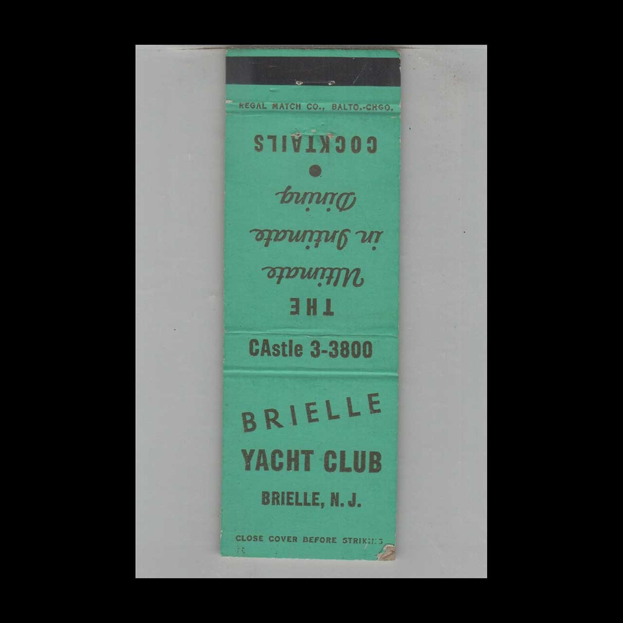 Matchbook Cover Brielle Yacht Club Brielle NJ