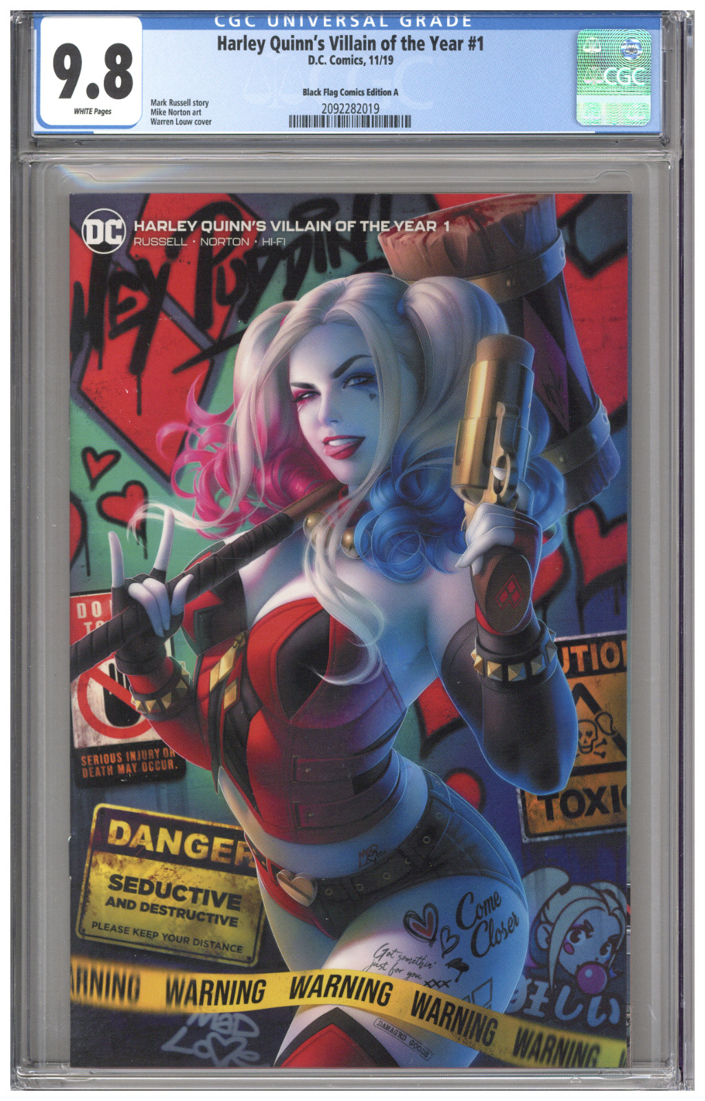 Harley Quinn\'s Villain of the Year #1 CGC 9.8 Warren Louw Black Flag Variant
