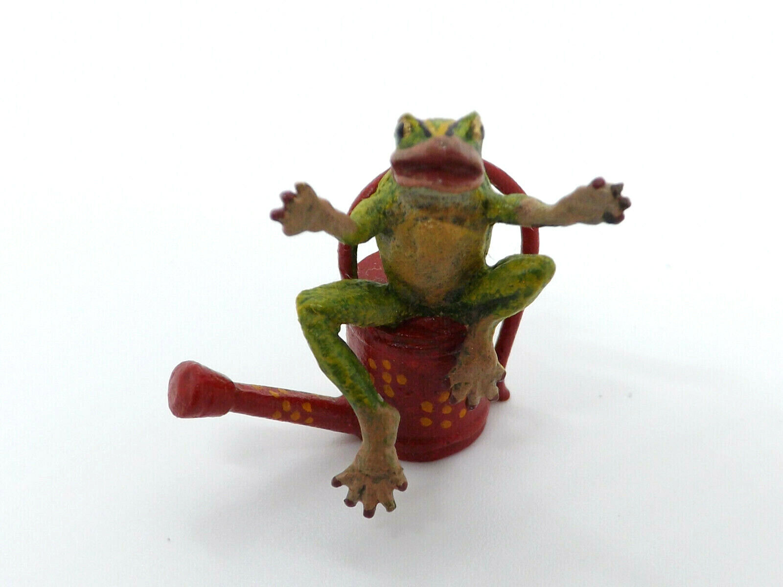 Fritz Bermann FBW Vienna Cold Painted Bronze Miniature Frog In Watering Can