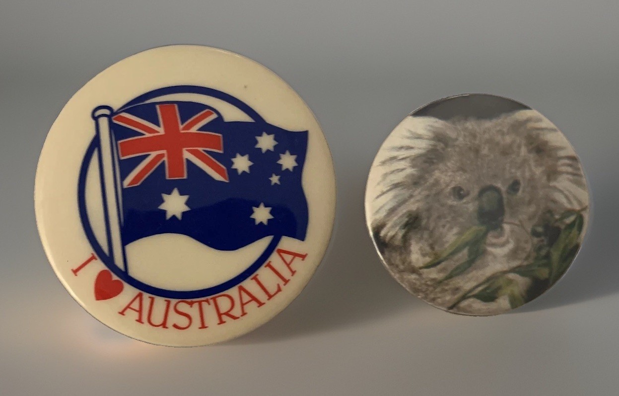 Vntg I Love Australia Flag Button Pin Patrick Brothers Koala Photo Pin Lot 2