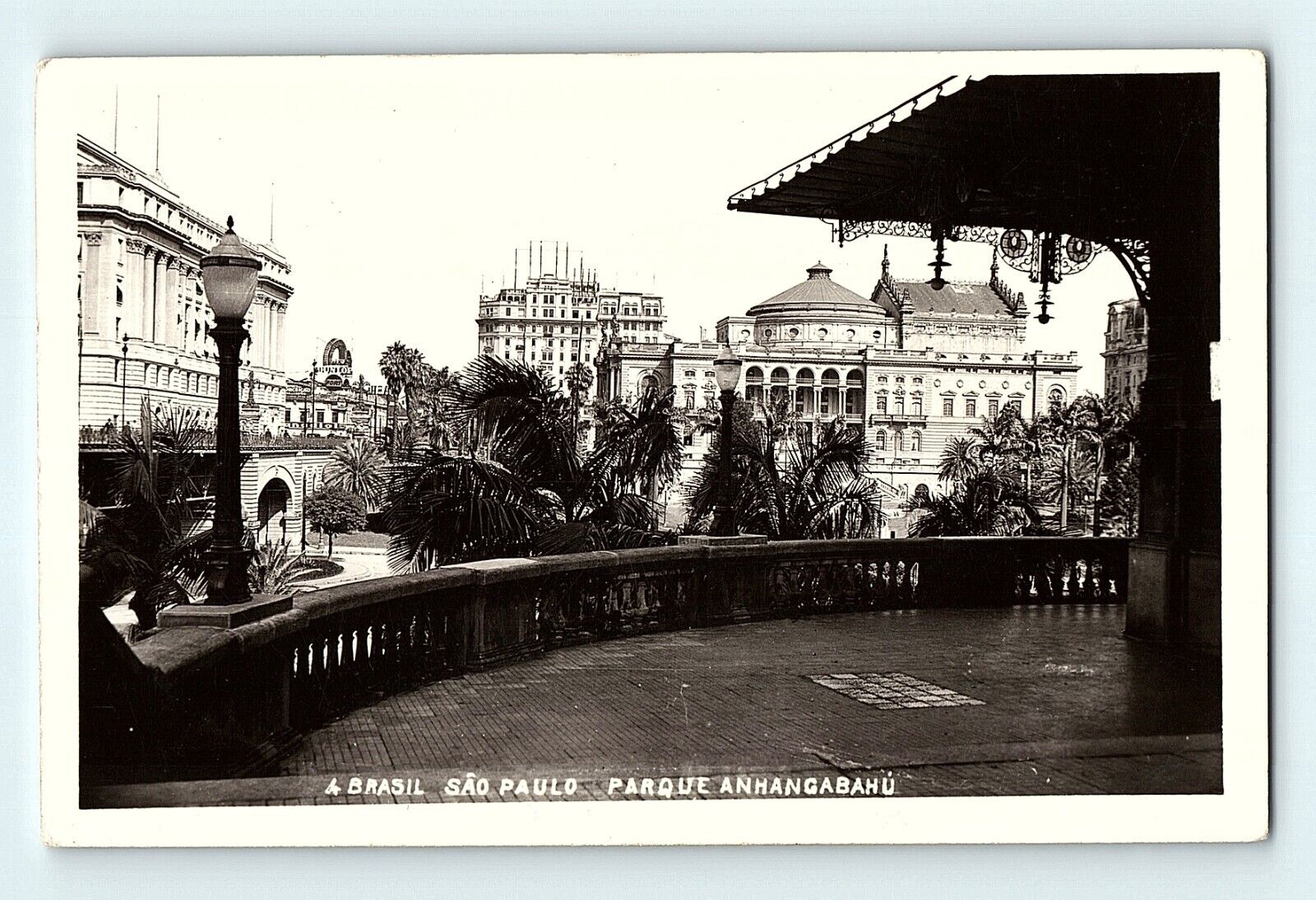 Buildings Spires RPPC Brasil Sao Paulo Parque Anhangabahu Vintage Postcard D3