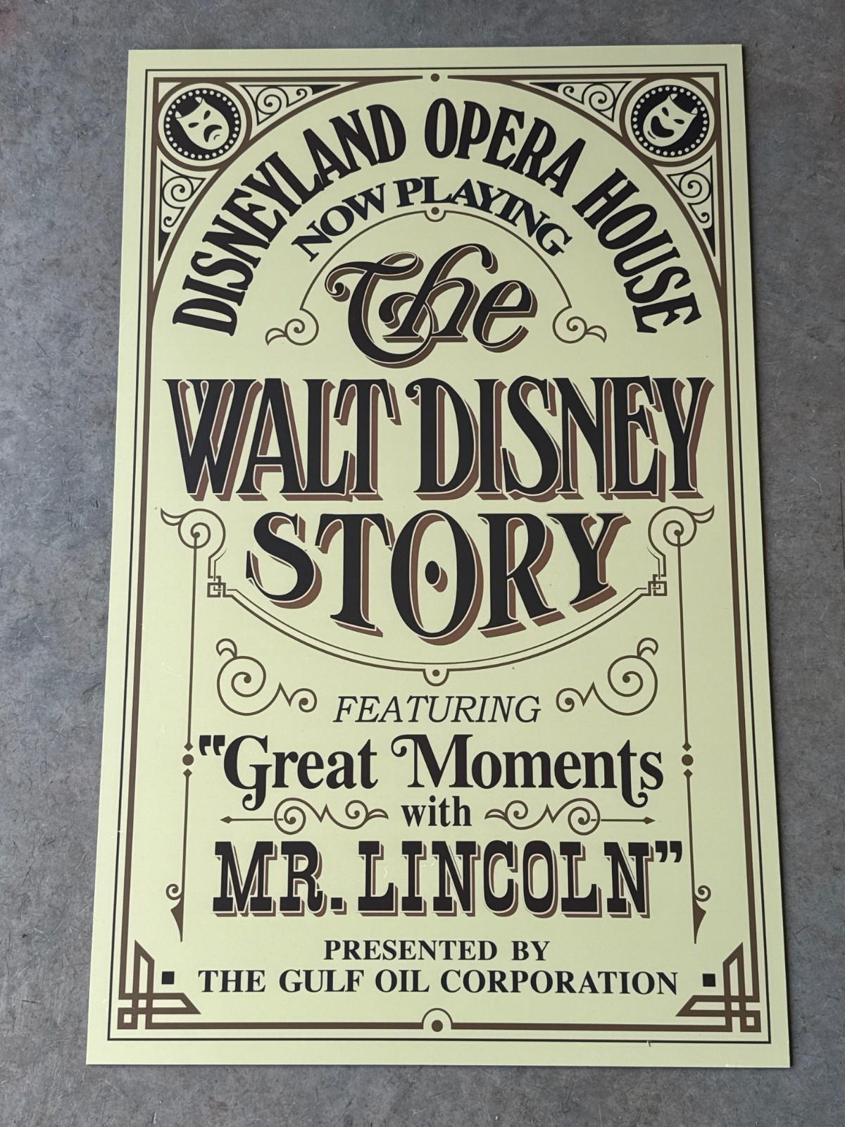 Disneyland Great Moments with Mr. Lincoln Attraction LARGE Sign Prop