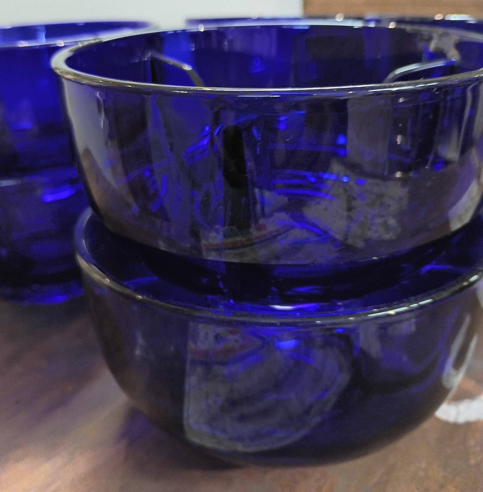 FOSTORIA Cobalt Ice Dishes Lot Of 8- Regal Blue - Vintage Elegant Glass - RARE